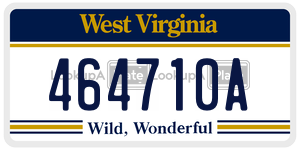 464710A  license plate in WV