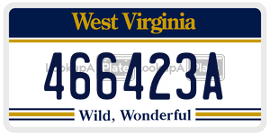 466423A  license plate in WV