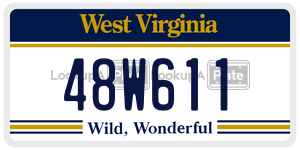 48W611  license plate in WV