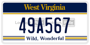 49A567 license plate in West Virginia