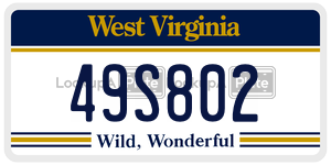 49S802  license plate in WV