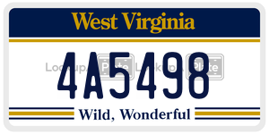4A5498  license plate in WV