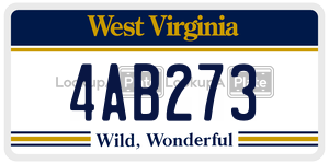 4AB273  license plate in WV