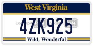 4ZK925  license plate in WV