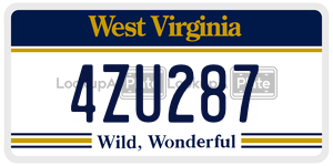 4ZU287  license plate in WV