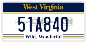 51A840  license plate in WV