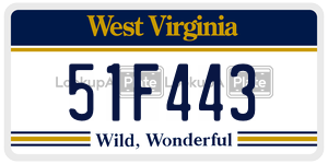 51F443  license plate in WV