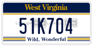 51K704  license plate in WV