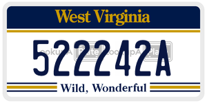 522242A  license plate in WV