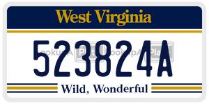523824A  license plate in WV