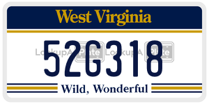 52G318  license plate in WV
