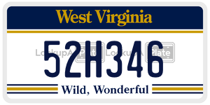52H346  license plate in WV
