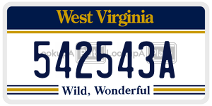 542543A  license plate in WV