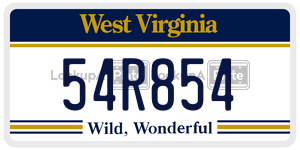 54R854  license plate in WV