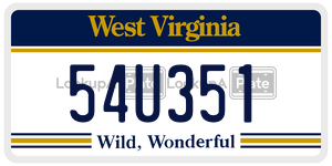 54U351  license plate in WV