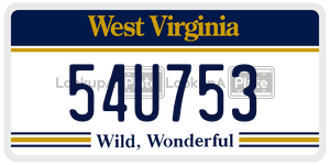 54U753  license plate in WV