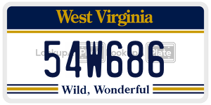 54W686  license plate in WV
