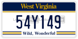 54Y149  license plate in WV