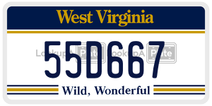55D667  license plate in WV