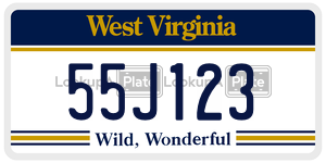 55J123  license plate in WV