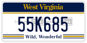 55K685  license plate in WV