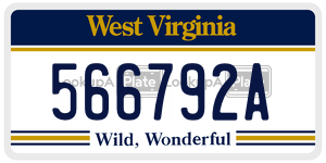 566792A  license plate in WV