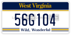 56G104  license plate in WV
