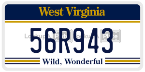 56R943  license plate in WV