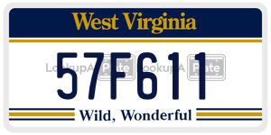 57F611  license plate in WV