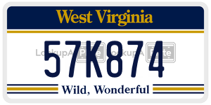57K874  license plate in WV