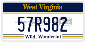 57R982  license plate in WV