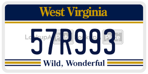 57R993  license plate in WV