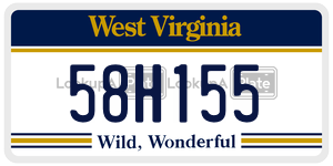 58H155  license plate in WV