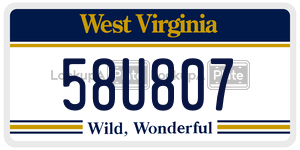 58U807  license plate in WV