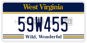 59W455  license plate in WV