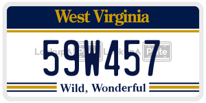 59W457  license plate in WV