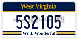 5S2105  license plate in WV