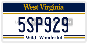 5SP929  license plate in WV