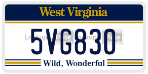 5VG830  license plate in WV