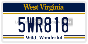 5WR818  license plate in WV