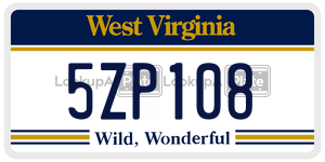 5ZP108  license plate in WV