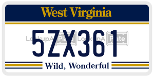 5ZX361  license plate in WV