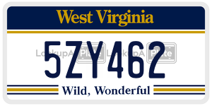 5ZY462  license plate in WV