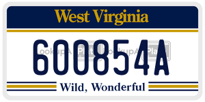 600854A  license plate in WV
