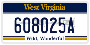 608025A license plate in West Virginia