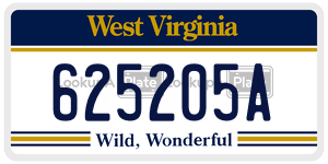 625205A  license plate in WV