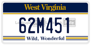 62M451  license plate in WV