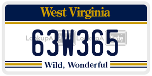 63W365  license plate in WV