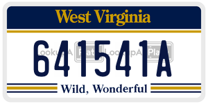 641541A  license plate in WV