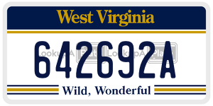 642692A  license plate in WV